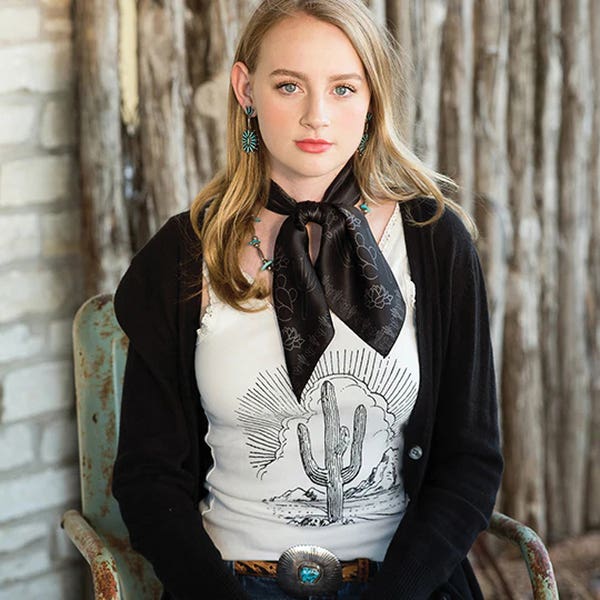 Fringe Scarves Scarf, S, Silk, Black/Gray/Silver