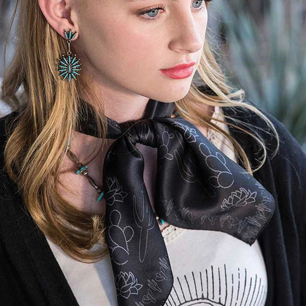 Fringe Scarves Scarf, S, Silk, Black/Gray/Silver
