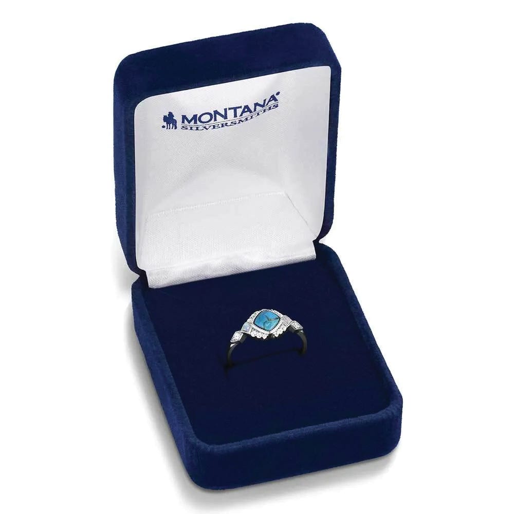 Montana Silversmiths RG6313 Ring, Opal, Turquoise, Zirconia Crystal, White, Sterling Silver