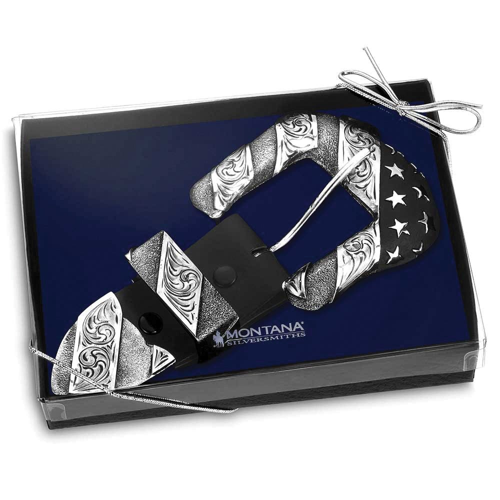 Montana Silversmiths Patriotic US Flag Buckle Set