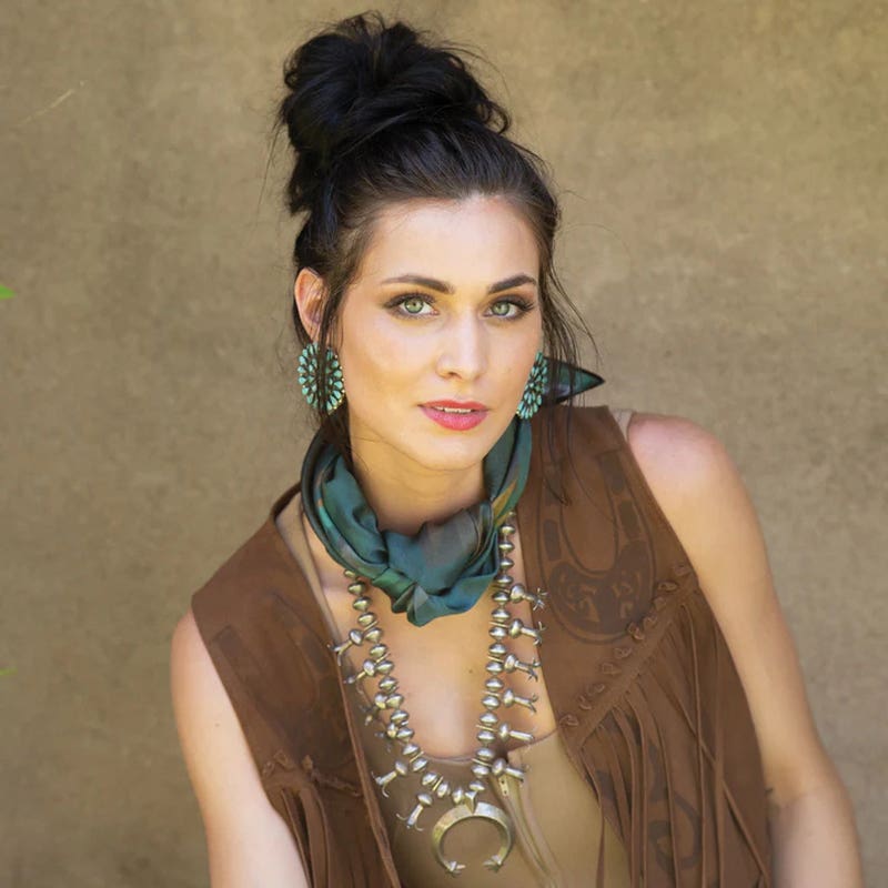 Fringe Scarves Santa Fe Silk Scarf, Jade Berry, L
