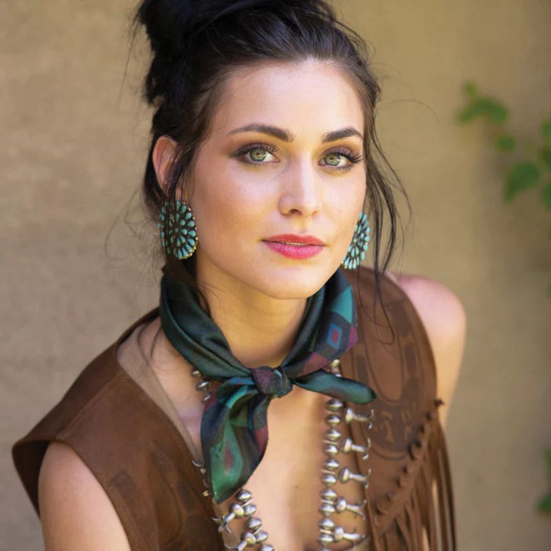 Fringe Scarves Santa Fe Silk Scarf, Jade Berry, L