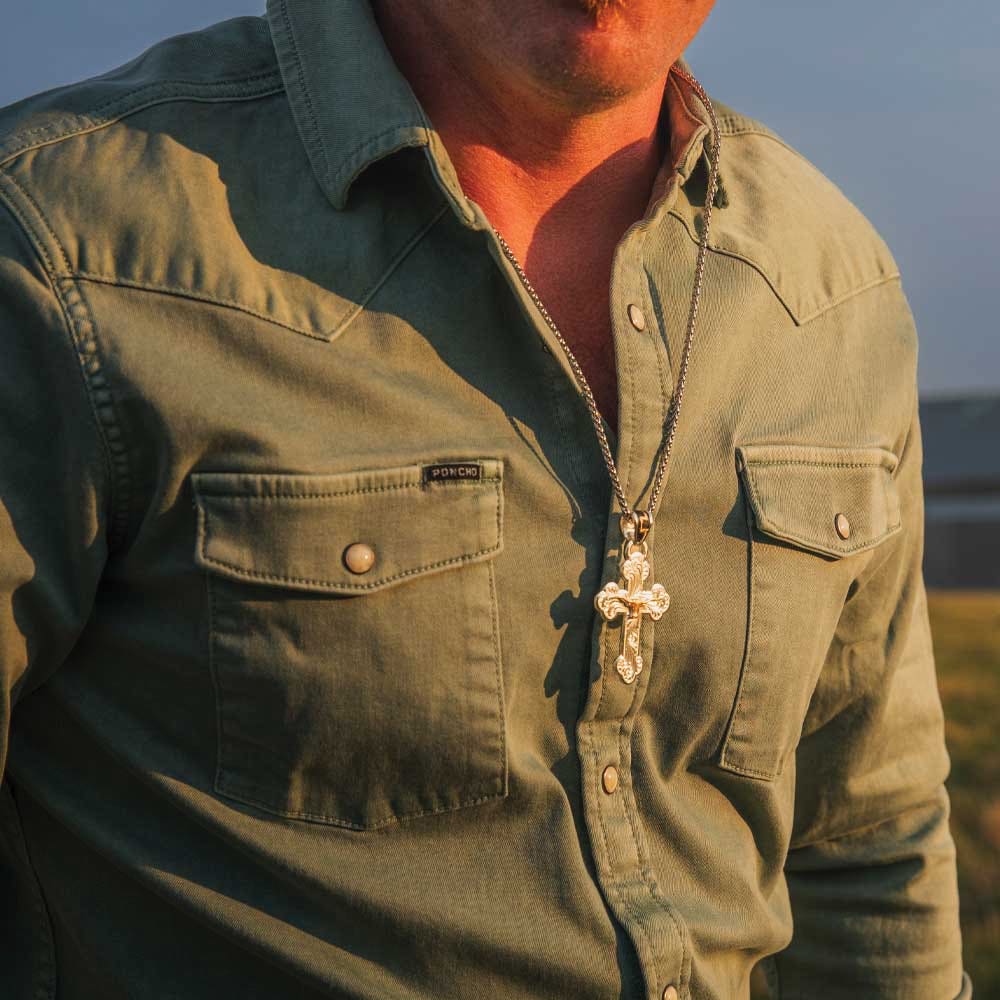 Montana Silversmiths NC6172 Necklace, Honor and Grit Cross, Brass