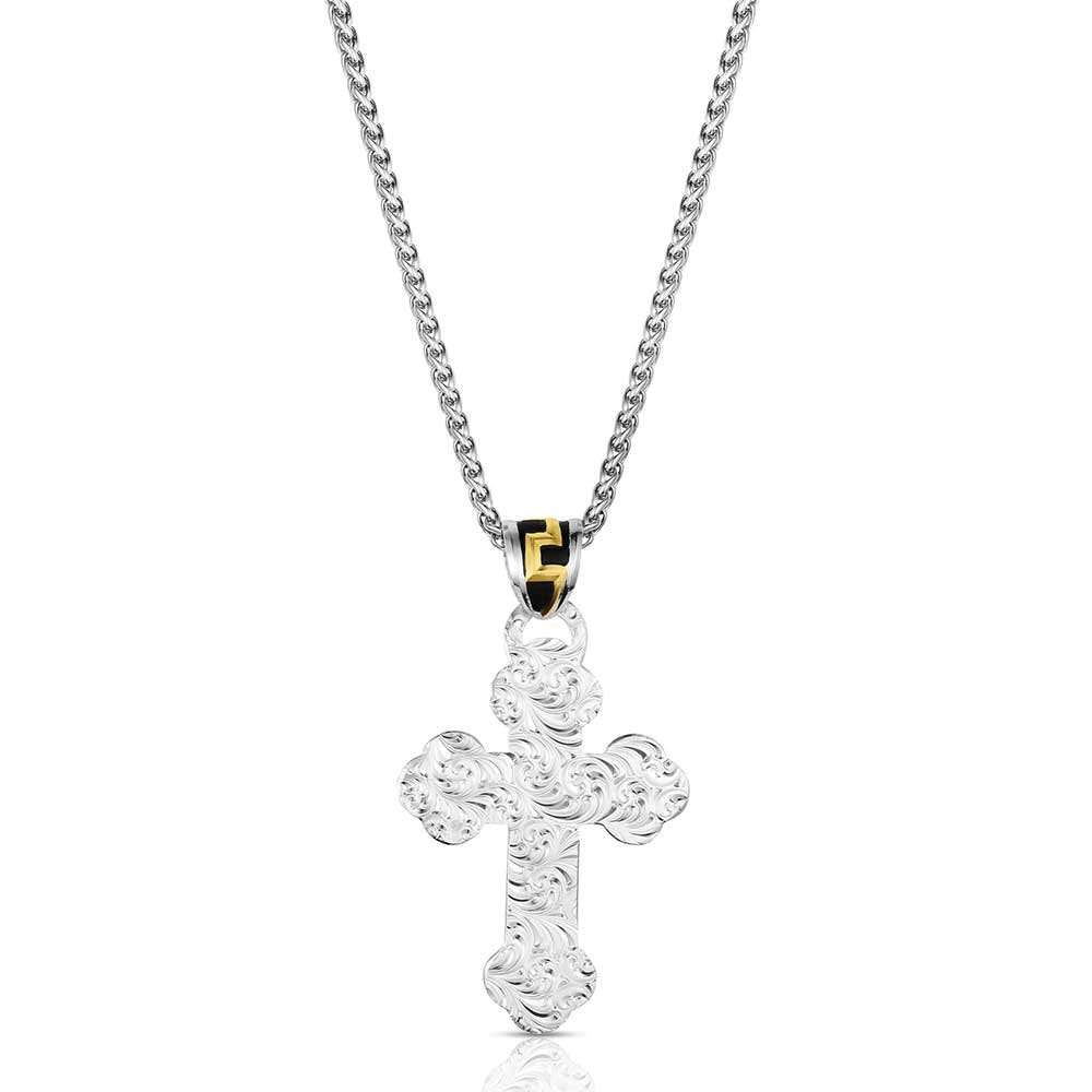 Montana Silversmiths NC6172 Necklace, Honor and Grit Cross, Brass