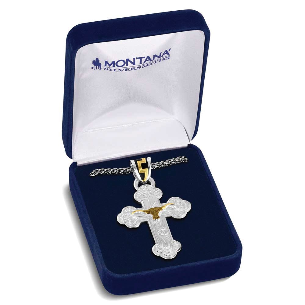 Montana Silversmiths NC6172 Necklace, Honor and Grit Cross, Brass