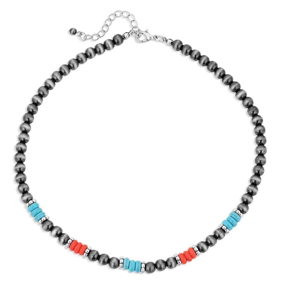 Montana Silversmiths ANC6246 Necklace, Bead, Coral/Turquoise, Zinc Alloy