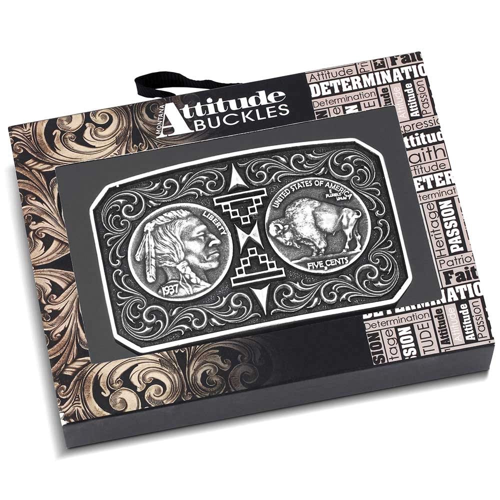 Montana Silversmiths Westward Way Buffalo Square Belt Buckle