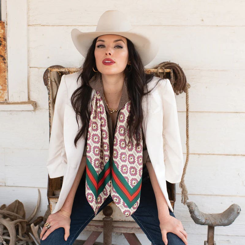Fringe Scarves Stuck-Up Steer Silk Scarf, L