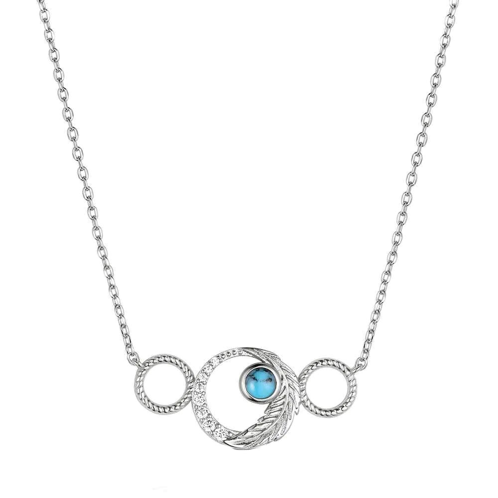 Montana Silversmiths NC6308 Necklace, Hoop, Turquoise, Zirconia Crystal, Brass