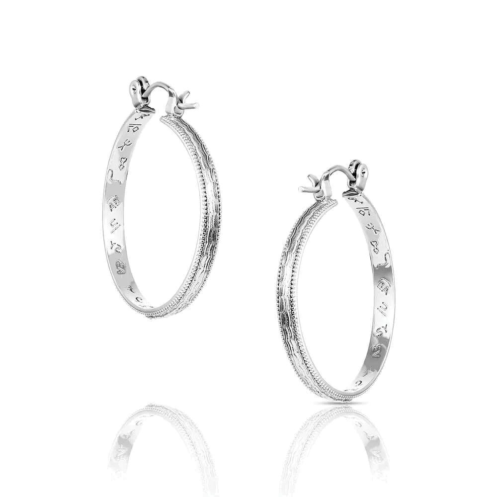 Montana Silversmiths ER6328 Earrings, Engraved, Hoop, Brass/Stainless Steel
