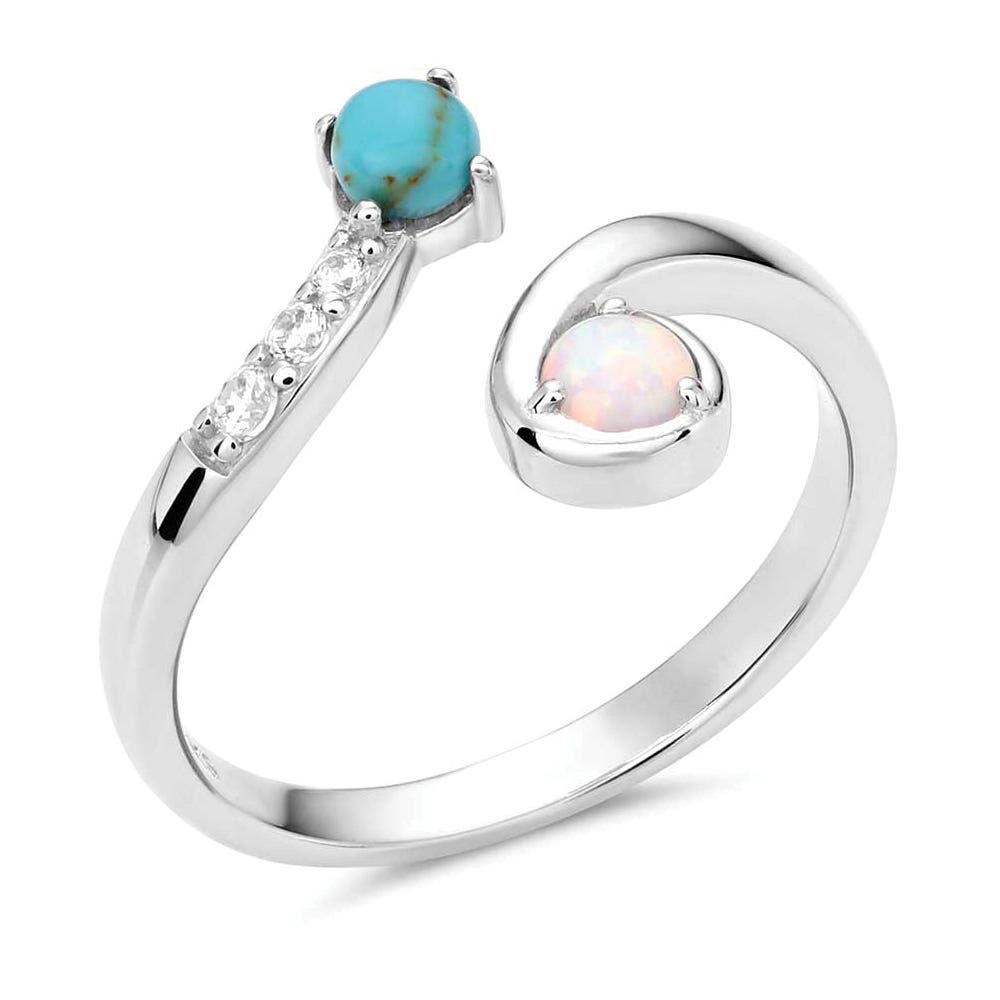 Montana Silversmiths RG6219 Ring, One-Size, Opal, Turquoise, Zirconia Crystal, Sterling Silver