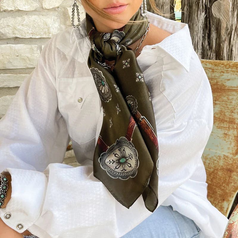 Fringe Scarves Flagstaff Silk Scarf, Antique Brown, L