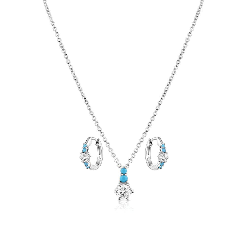 Montana Silversmiths JS6209 Jewelry Set, Hoop, Zirconia Crystal, Light Blue, Brass/Stainless Steel