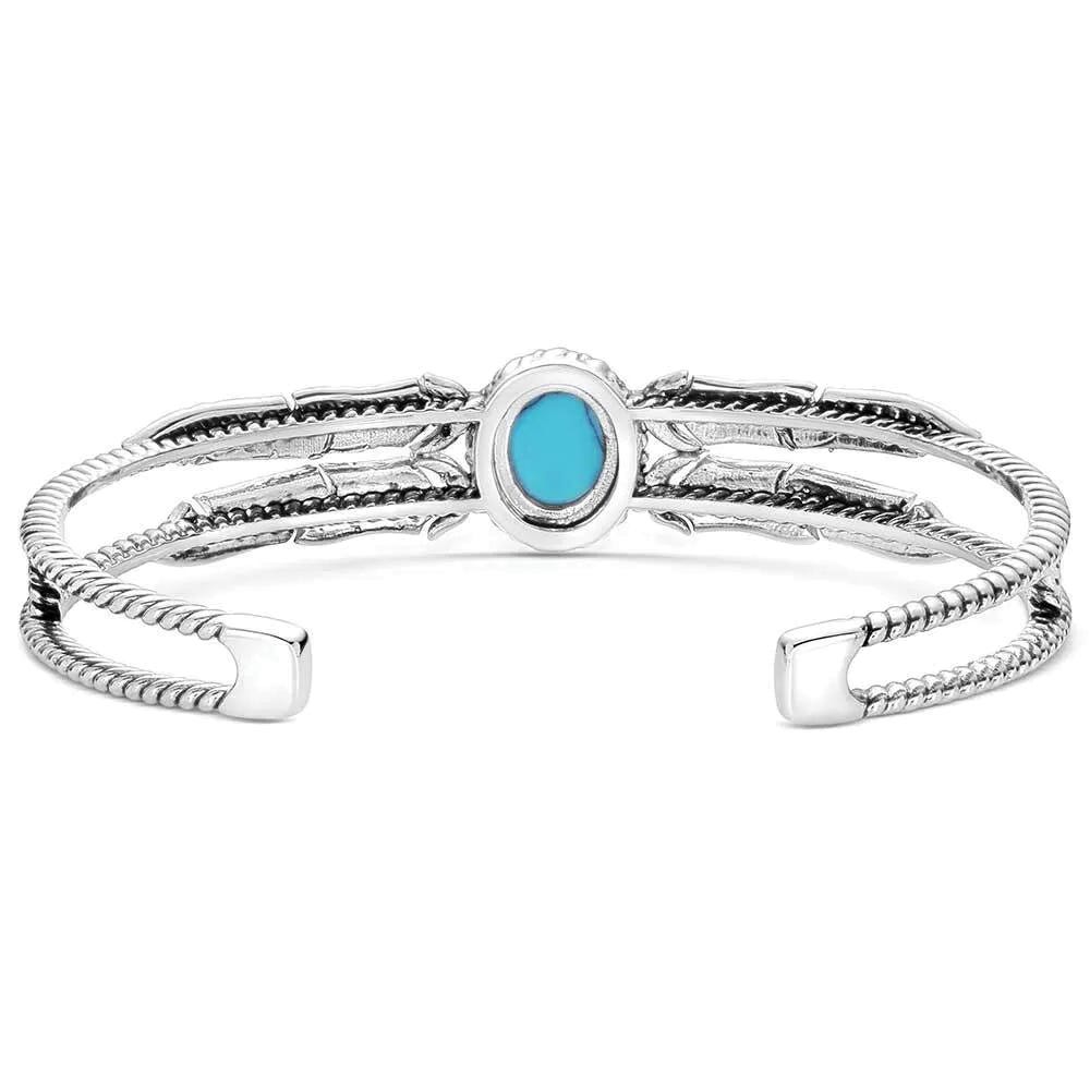Montana Silversmiths BC6309 Bracelet, One-Size, Engraved Feathers, Turquoise, Brass
