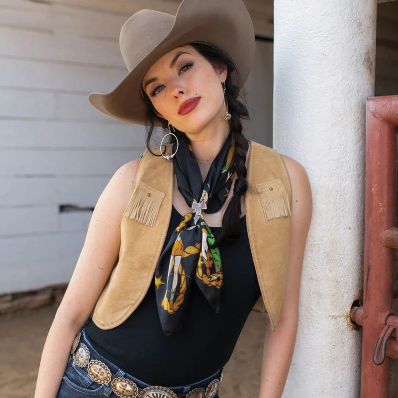 Fringe Scarves Always Saddle Your Own Horse Silk Scarf, Black, L