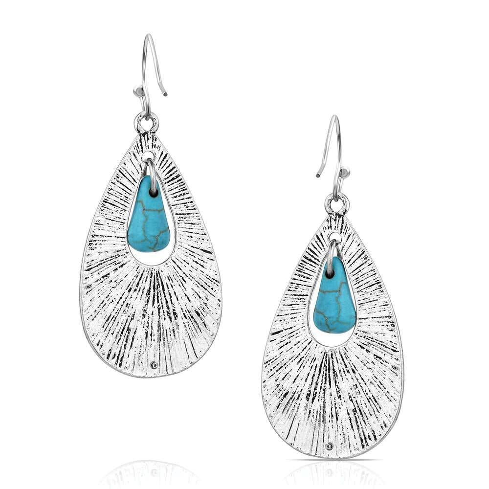 Montana Silversmiths AER6245 Earrings, Etched, Turquoise, Stainless Steel/Zinc Alloy