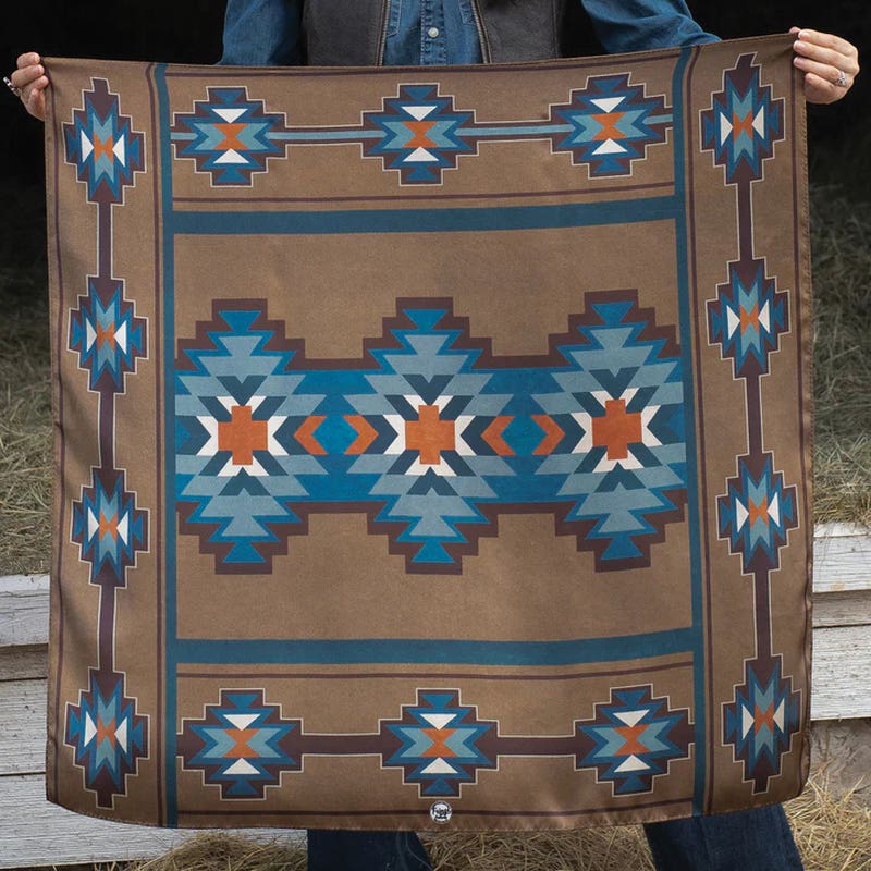 Fringe Scarves Teluride Silk Scarf, Brown/Blue, L