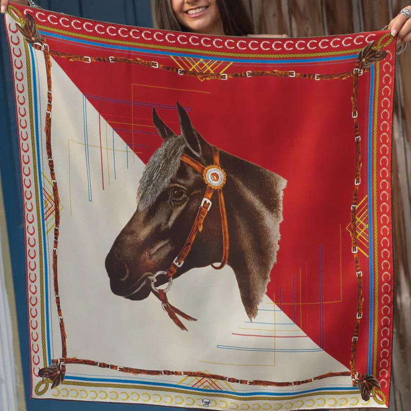 Fringe Scarves Derby Silk Scarf, Red, L