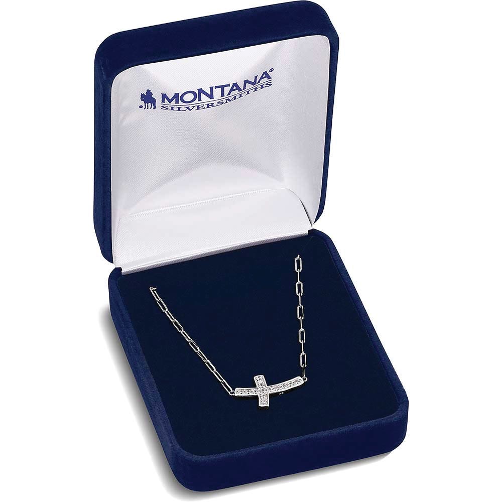 Montana Silversmiths NC6210 Necklace, Women's, Lean on Me Crystal Cross, Cubic Zirconia Crystal, Brass