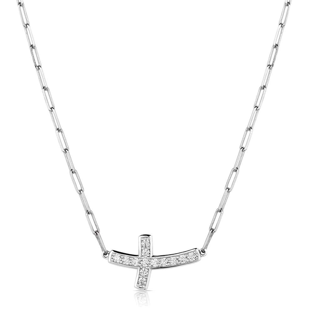 Montana Silversmiths NC6210 Necklace, Women's, Lean on Me Crystal Cross, Cubic Zirconia Crystal, Brass