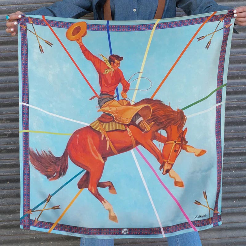 Fringe Scarves Rodeo King Silk Scarf, Multi-Color, L