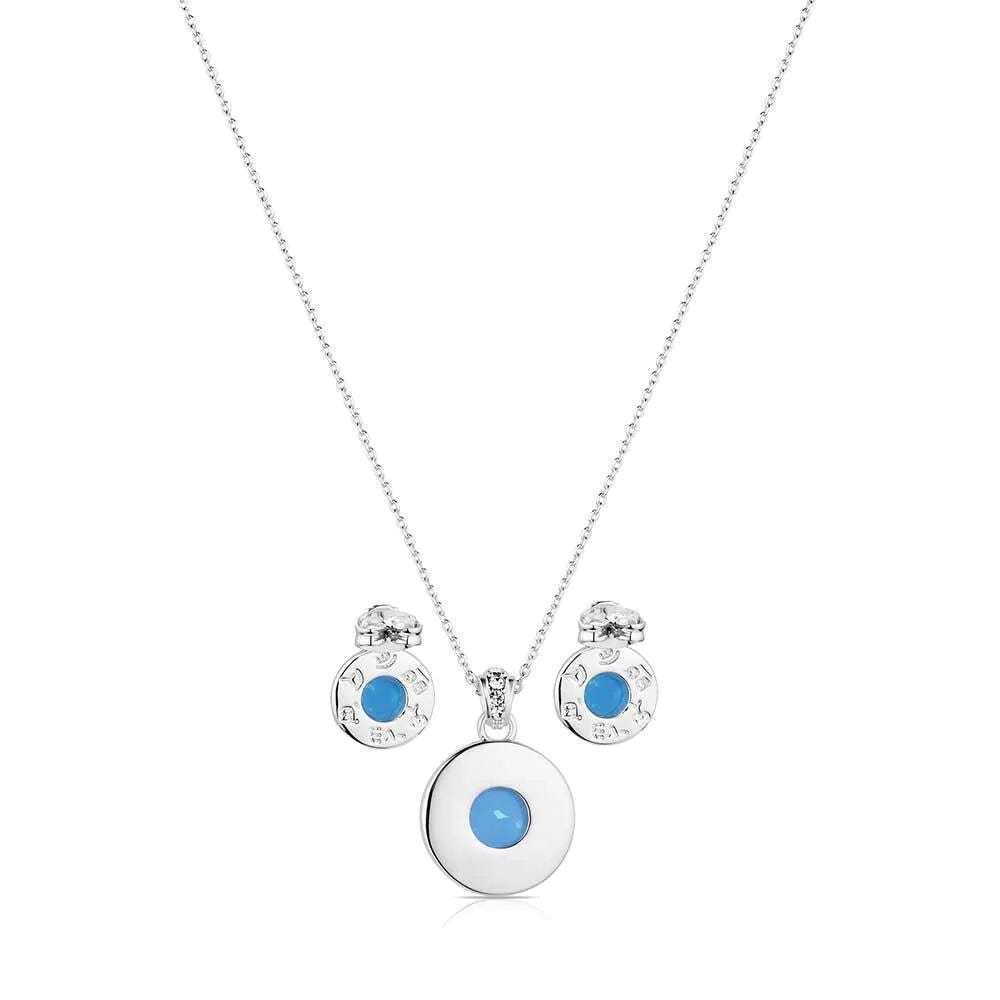 Montana Silversmiths JS6191 Jewelry Set, Opal, Zirconia Crystal, Blue/Clear, Brass/Stainless Steel
