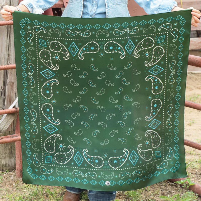 Fringe Scarves Pretty Paisely Silk Scarf, Hunter Green, L