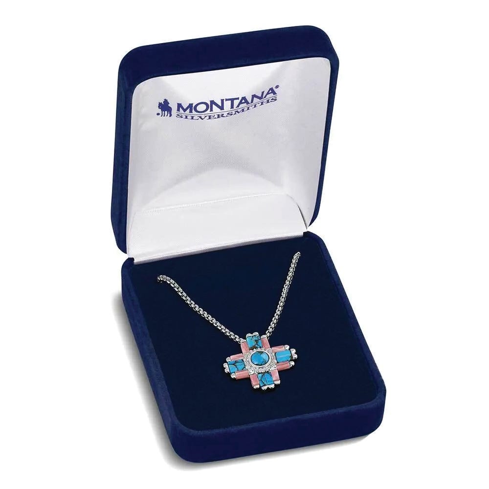 Montana Silversmiths NC6323 Necklace, Women's, Turquoise, Zirconia Crystal, Pink, Brass