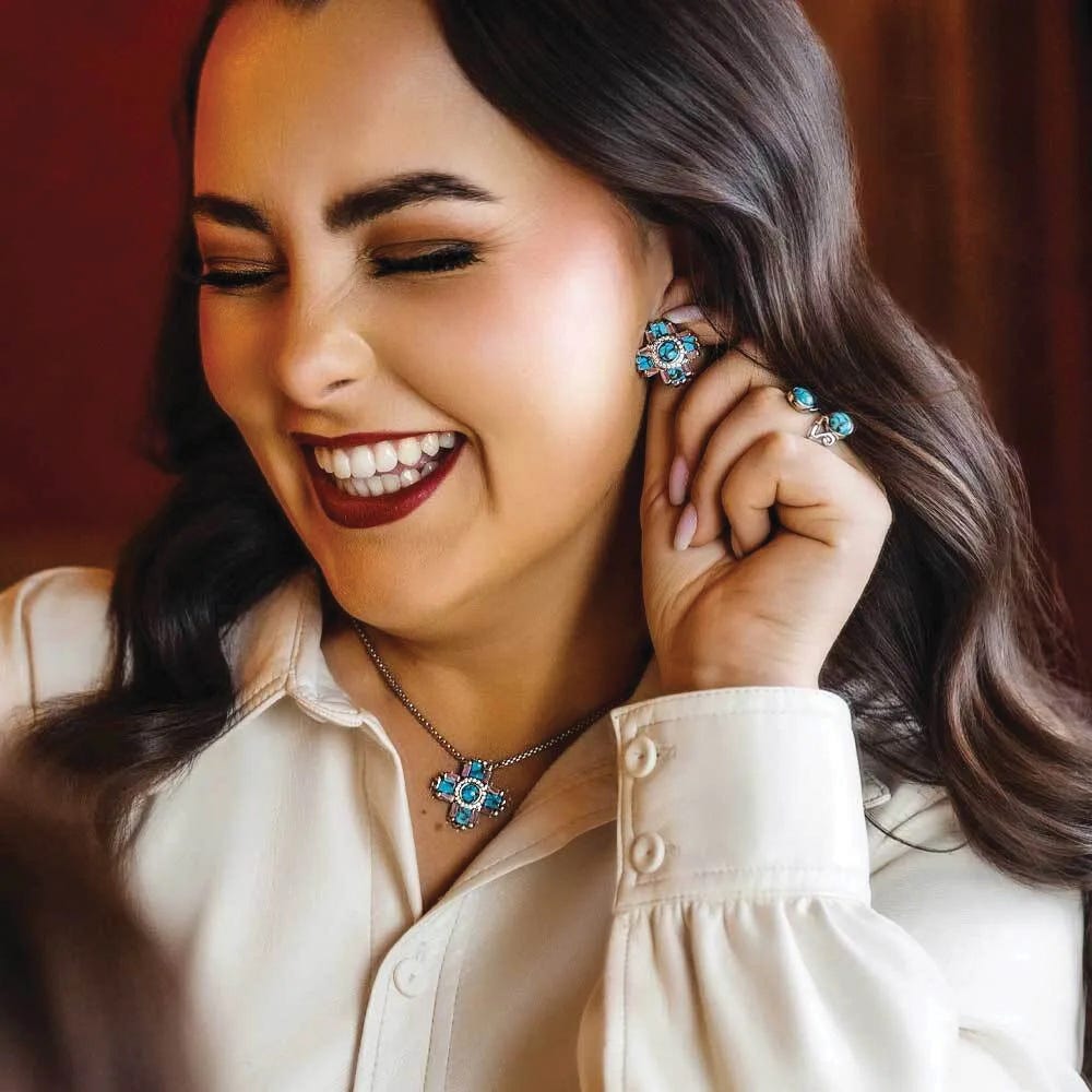 Montana Silversmiths NC6323 Necklace, Women's, Turquoise, Zirconia Crystal, Pink, Brass