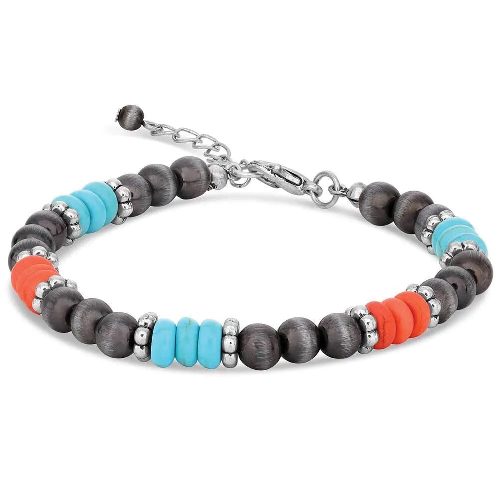 Montana Silversmiths ABC6246 Bracelet, Bead, Coral/Turquoise, Zinc Alloy