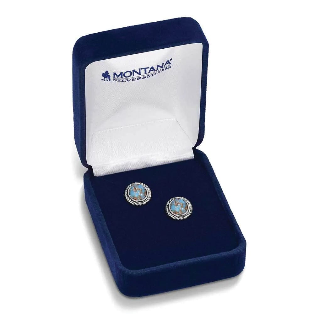 Montana Silversmiths ER6316 Earrings, Etched, Turquoise, Brass/Stainless Steel