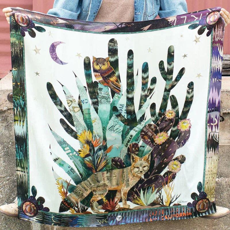 Fringe Scarves Land of Kit and Fox Silk Scarf, Off-White, L