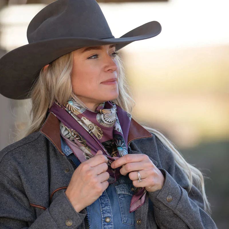 Fringe Scarves Big Concho Silk Scarf, Cabernet, L