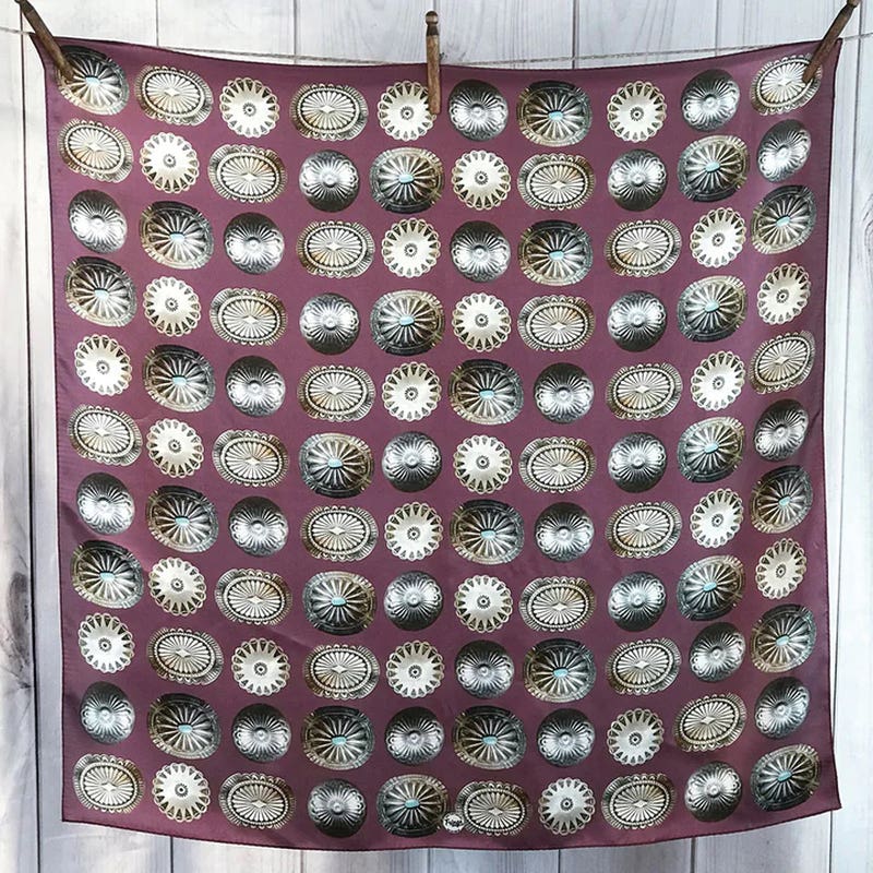 Fringe Scarves Big Concho Silk Scarf, Cabernet, L