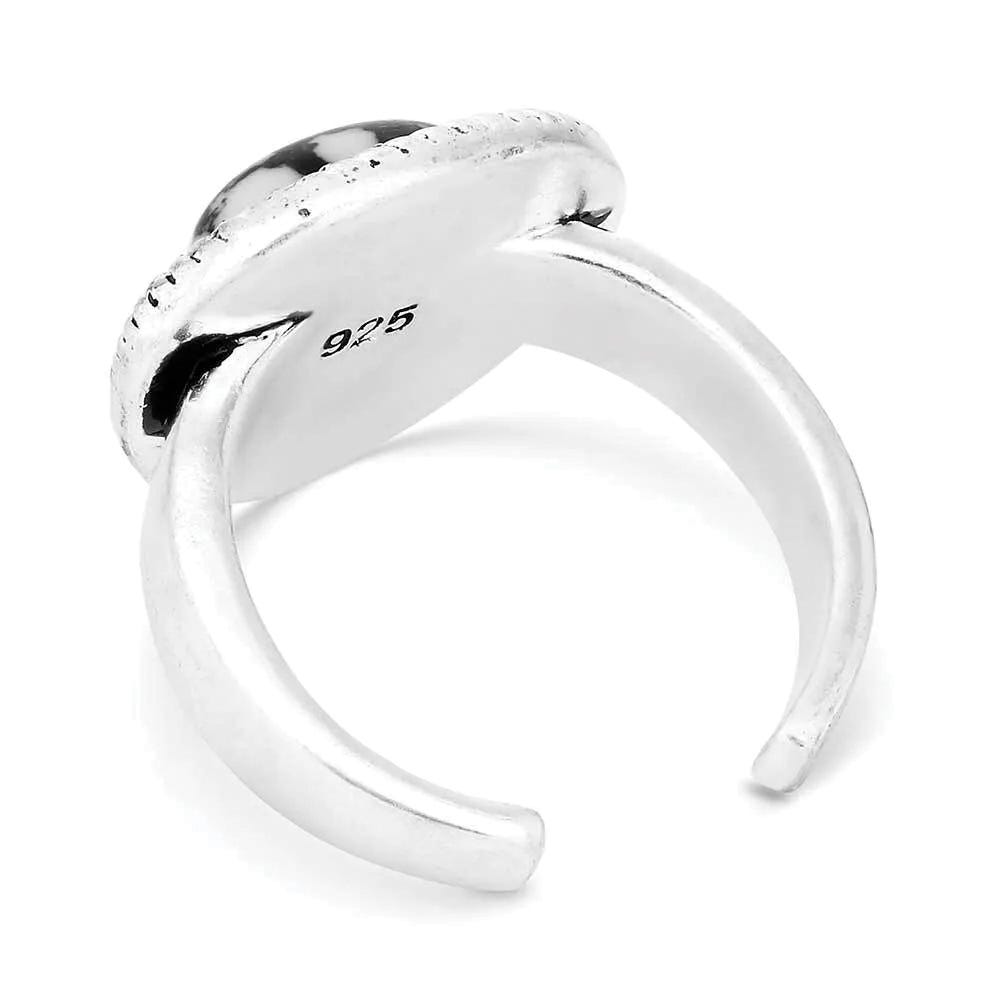 Montana Silversmiths RG6200 Ring, Open Back, Howlite, Zirconia Crystal, Black/Clear/White, Sterling Silver