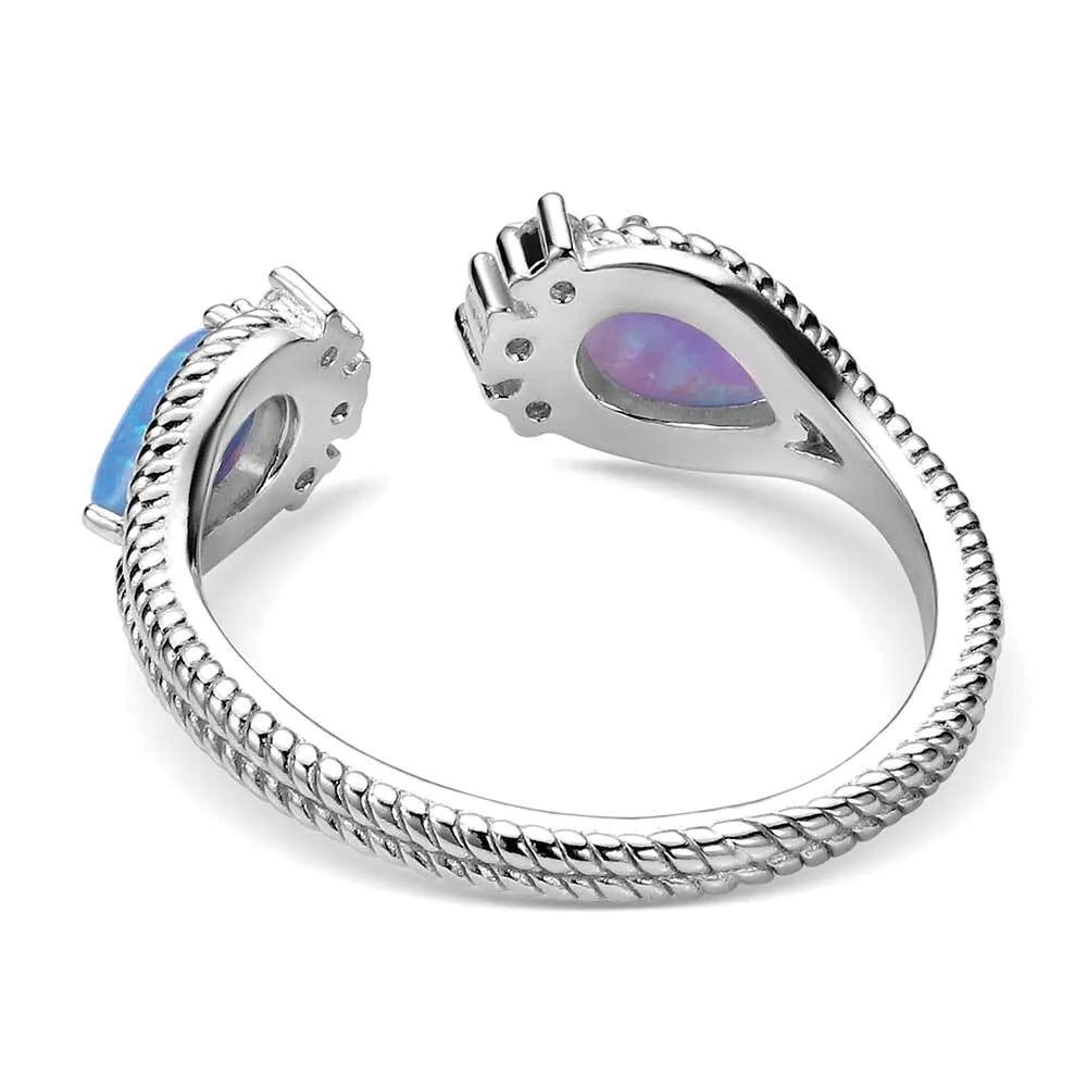 Montana Silversmiths RG6300 Ring, Rope, Opal, Zirconia Crystal, Blue, Sterling Silver