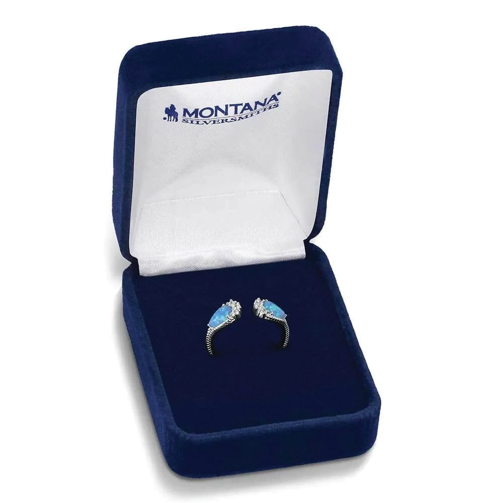 Montana Silversmiths RG6300 Ring, Rope, Opal, Zirconia Crystal, Blue, Sterling Silver