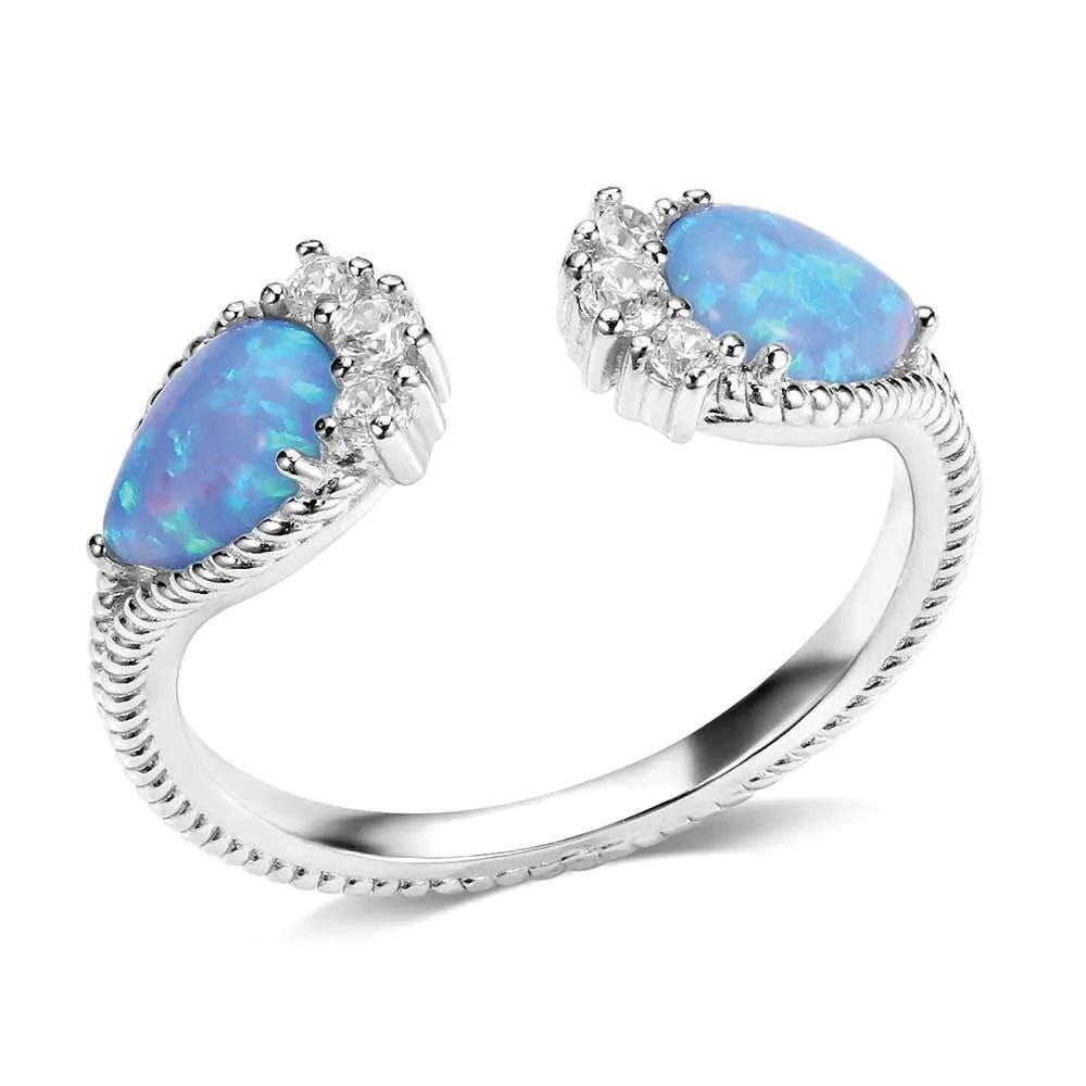 Montana Silversmiths RG6300 Ring, Rope, Opal, Zirconia Crystal, Blue, Sterling Silver