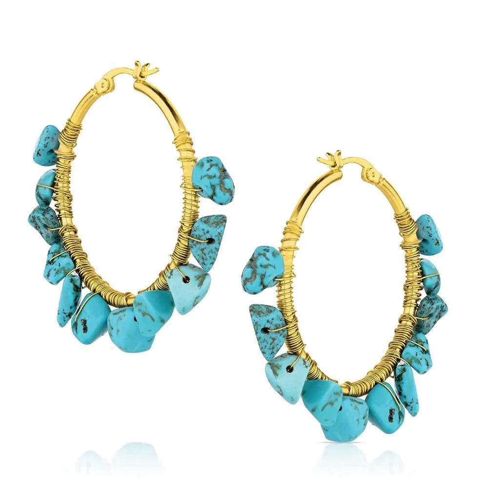 Montana Silversmiths AER6252 Earrings, Hoop, Turquoise, Zinc Alloy