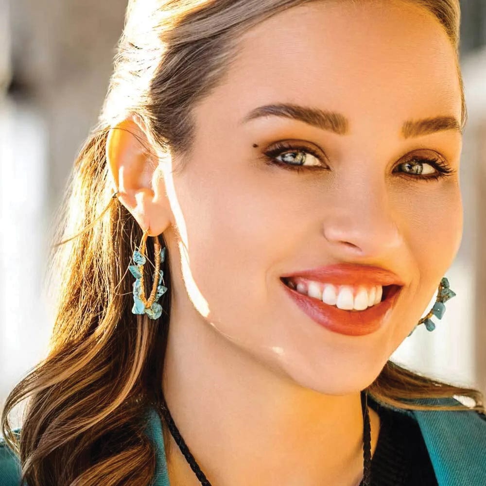 Montana Silversmiths AER6252 Earrings, Hoop, Turquoise, Zinc Alloy