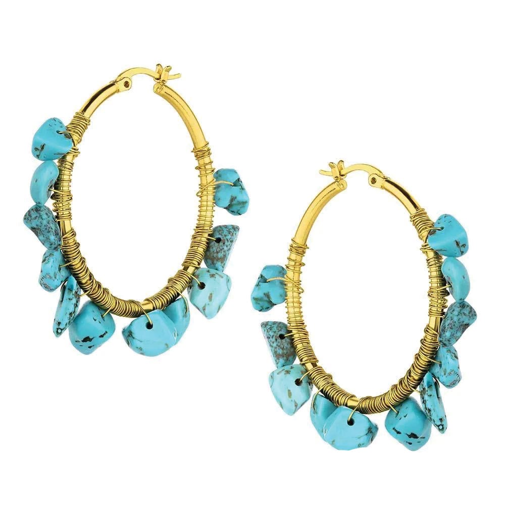 Montana Silversmiths AER6252 Earrings, Hoop, Turquoise, Zinc Alloy