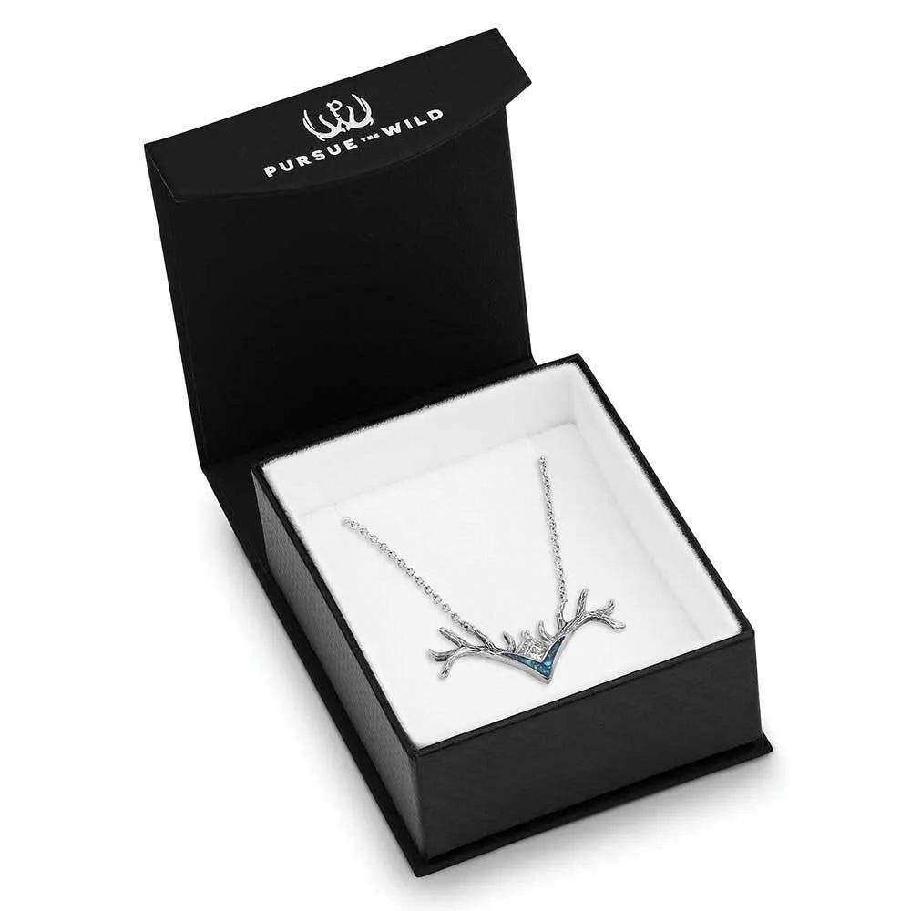 Montana Silversmiths KTNC6331 Necklace, Antler, Opal, Zirconia Crystal, Clear, Sterling Silver