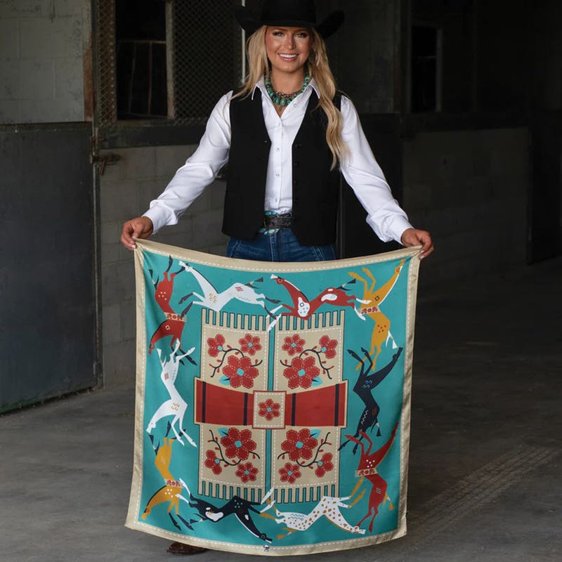 Fringe Scarves Journey Silk Scarf, Turquoise, S