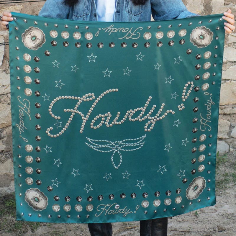 Fringe Scarves Howdy Silk Scarf, Jade, L