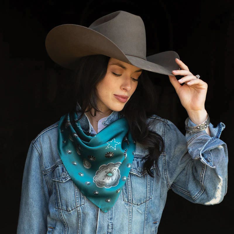 Fringe Scarves Howdy Silk Scarf, Jade, L