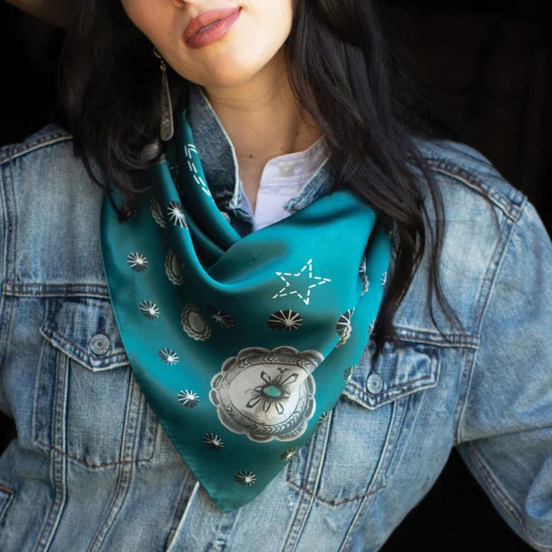 Fringe Scarves Howdy Silk Scarf, Jade, L