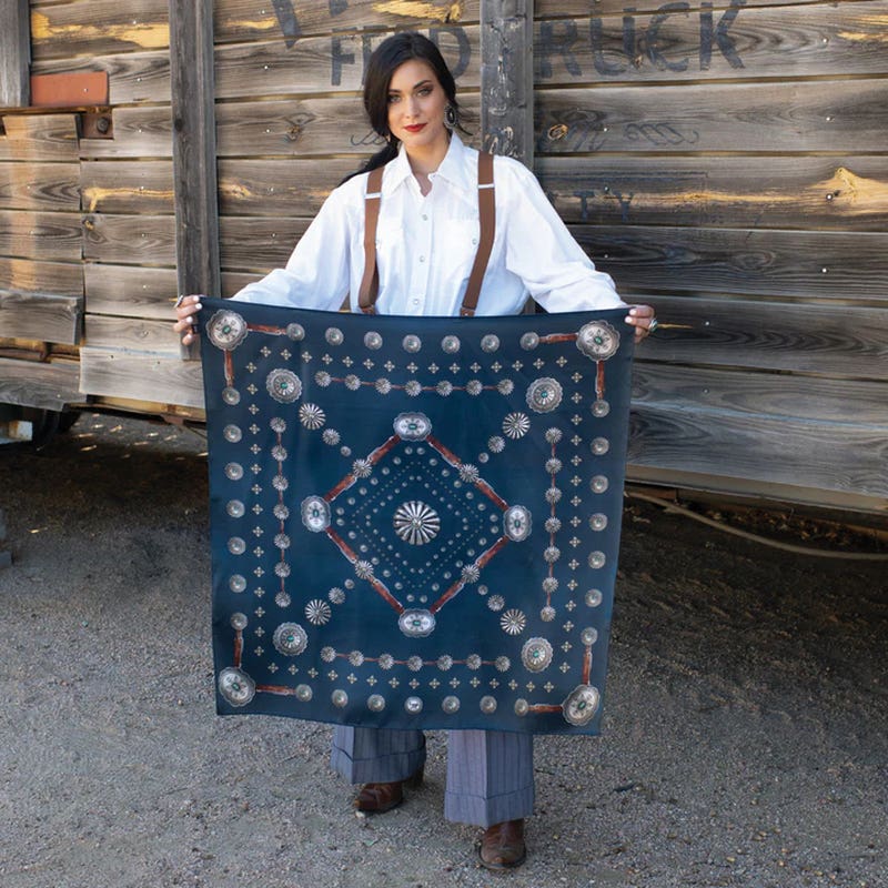 Fringe Scarves Flagstaff Silk Scarf, Navy, L
