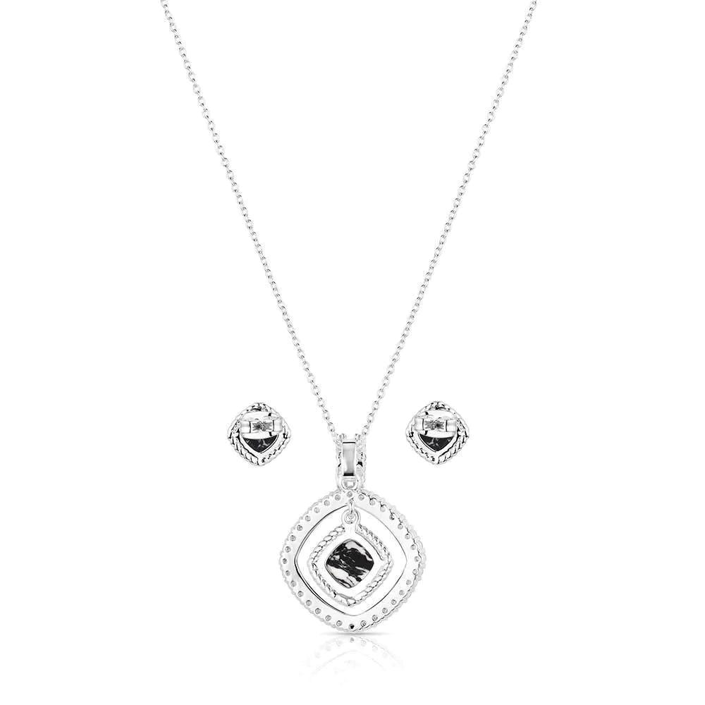 Montana Silversmiths JS6224 Jewelry Set, Howlite, Zirconia Crystal, Brass/Stainless Steel