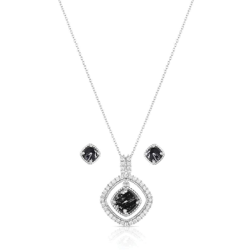 Montana Silversmiths JS6224 Jewelry Set, Howlite, Zirconia Crystal, Brass/Stainless Steel