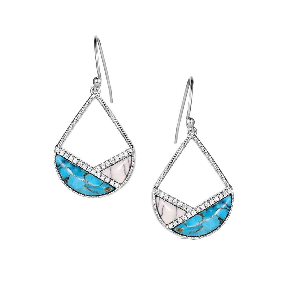 Montana Silversmiths ER6314 Earrings, Women's, Howlite, Turquoise, Zirconia Crystal, White, Brass/Stainless Steel